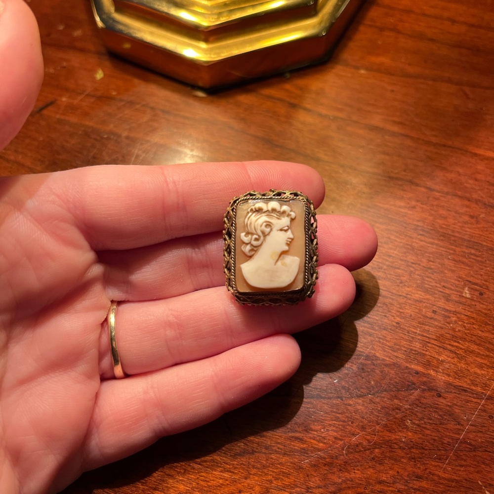 CAMEO small 1930s 1940s real shell carved brooch